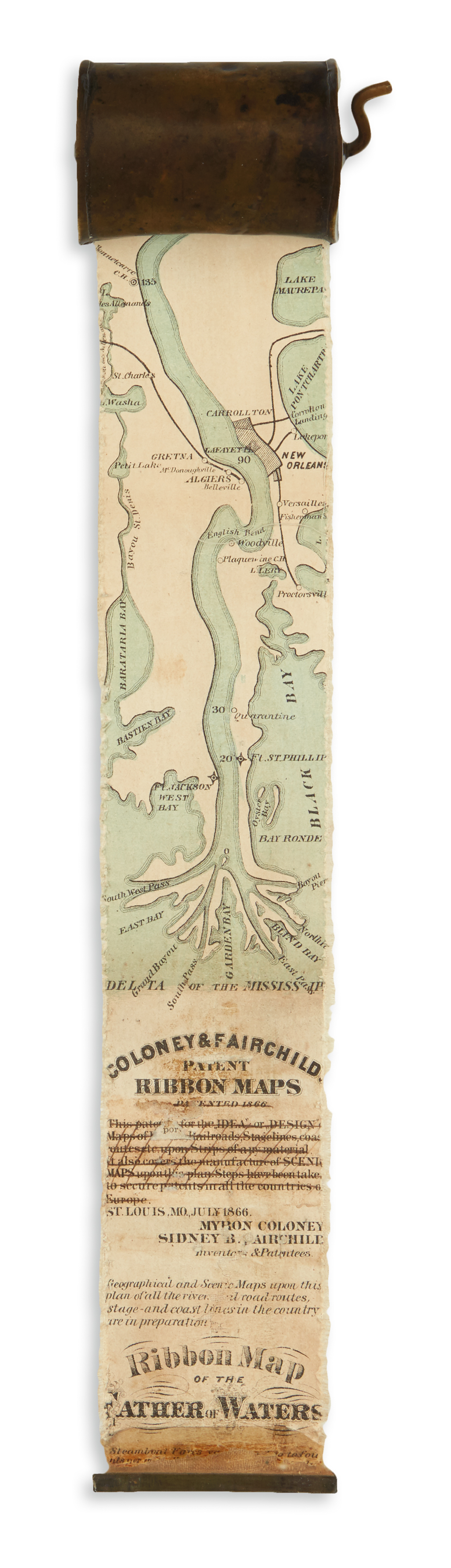 (MISSISSIPPI RIVER). Coloney, Myron; and Fairchild, Sidney B. Ribbon Map of the Father of Waters.